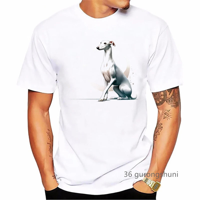 the GREYHOUND - Greyhound Animal Printed T-Shirt, Men Summer Fashion T-Shirt, Homme Kawaii Dog Lover T-Shirt, Harajuku Shirt Streetwear