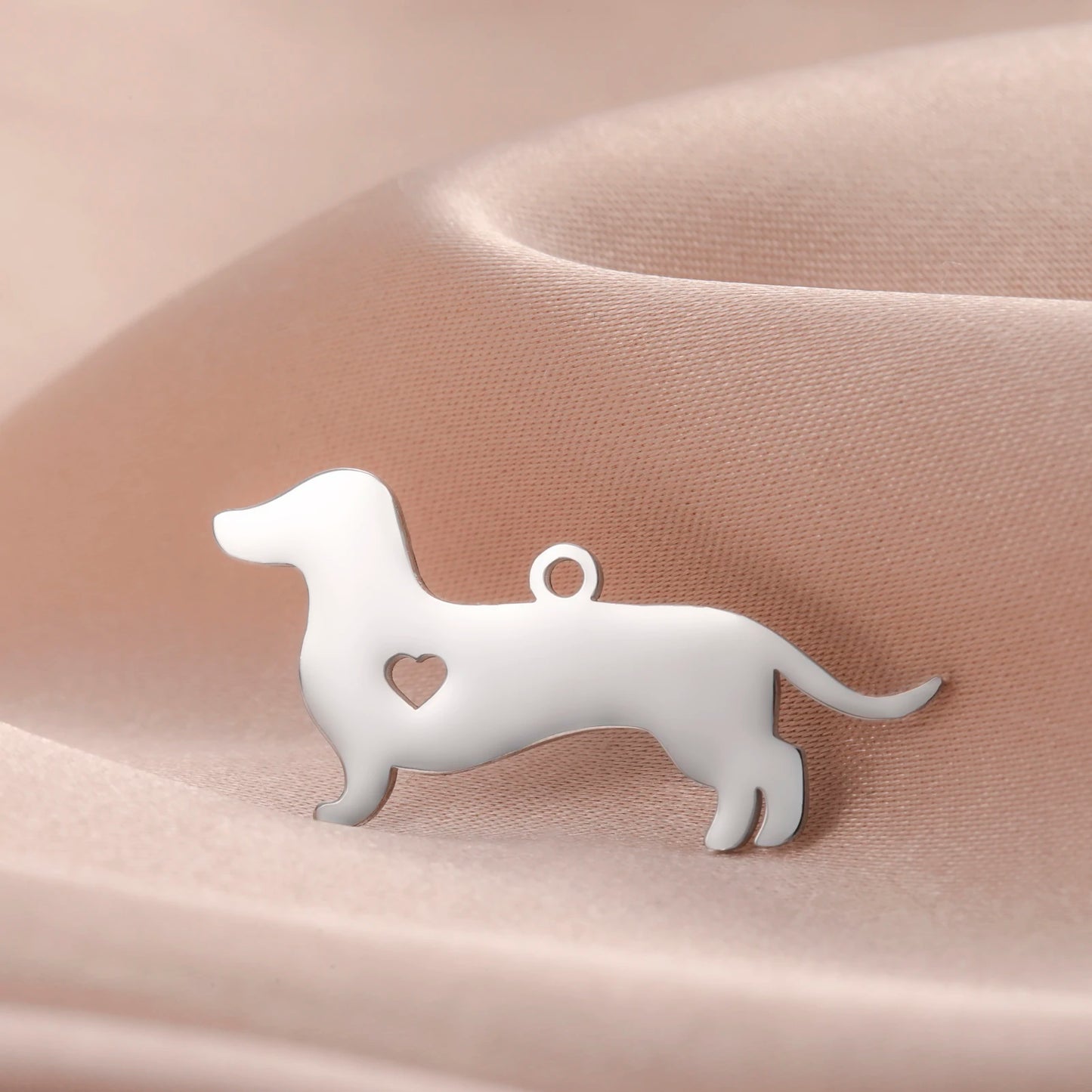 5 pieces/batch Cute Sausage Dog Wolf Pendant Stainless Steel DIY Earrings Bracelet Jewelry Fashion Jewelry Making