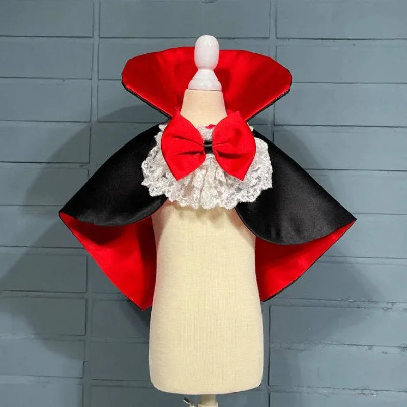 Dogs Halloween Vampire Cape Prince Puppy Pet Cosplay Clothes for Small Medium Dogs Christmas Dress Up Festival Outfits