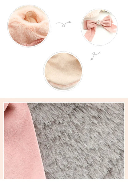 the PRINCESS PUPPY - Dog/Cat Princess Cotton Clothes, Elegant Luxury Fur Winter Overcoat for Small Dog/Cat, Clothes Bowknot Chihuahua