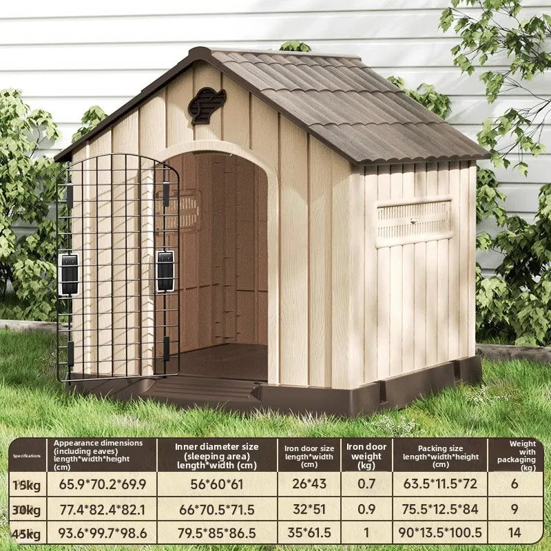 the HAPPY HOME - Kennel Outdoor Medium-Sized Dog Four-Season Universal Cold and Rain-Proof Pet Winter Doghouse, Villa Outdoor House Waterproof