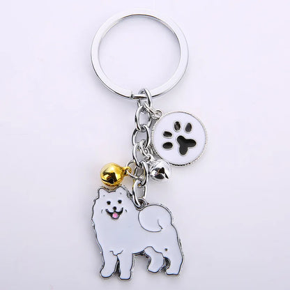 New Popular Cute Metal Dog Key Chain Car For Women Pendant Pet Dog Bell Keychains Jewelry Car Key Ring Party Gift K5222