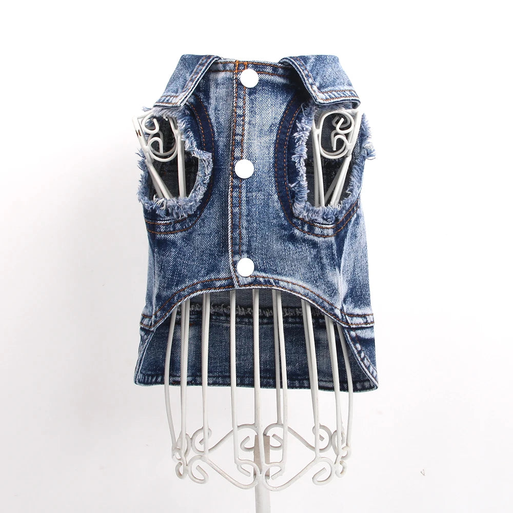 Dogs and Cats Jeans Coat Jacket Towable Denim Vest Cat Puppy Spring/Autumn Clothes Apparel