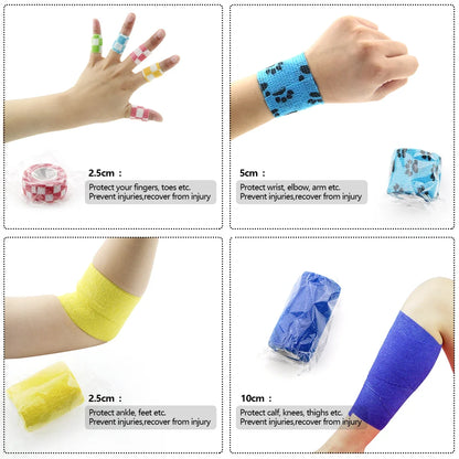 12 Rolls Self Adherent Bandage Elastic Bandage Self Adhesive Bandage Vet Wrap for Dog Cat Horse Pet Animals Ankle Sprains
