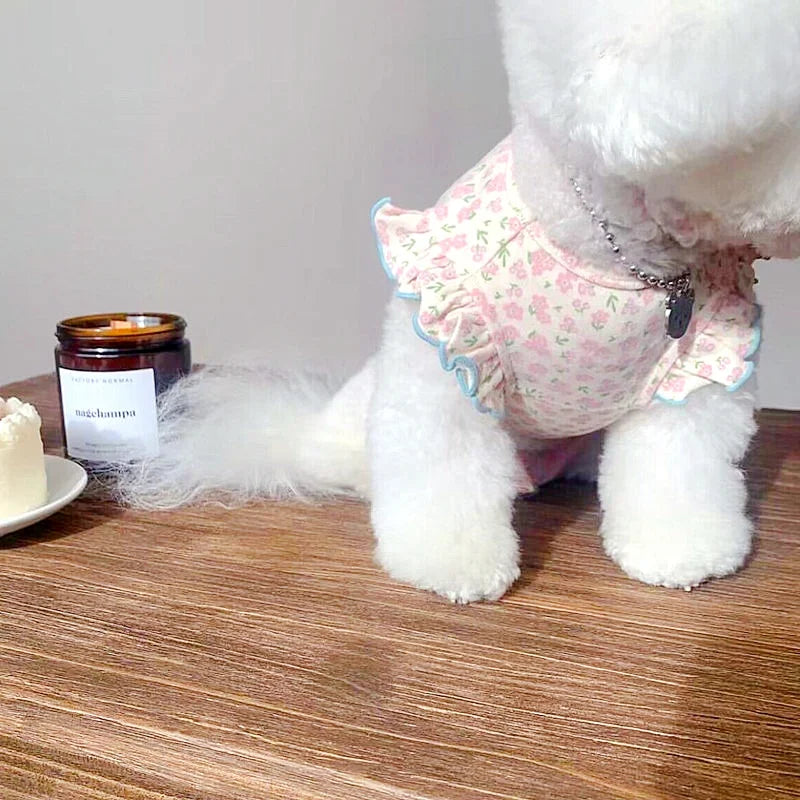 Luxury Dog Clothes Floral Print Dog Vest T-shirt for Chihuahua Bulldog Clothing Spring Lovely Puppy Cat Vest Summer Pet Costume