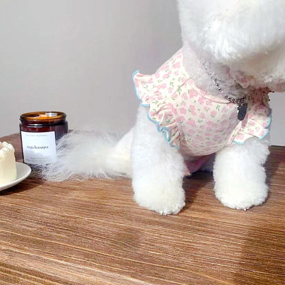 Luxury Dog Clothes Floral Print Dog Vest T-shirt for Chihuahua Bulldog Clothing Spring Lovely Puppy Cat Vest Summer Pet Costume