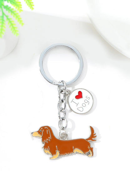 I LOVE Alaska Husky Dog Keychain Cute dachshund  animal Cartoon dog Keychain dog Gift For woman Man Jewelry