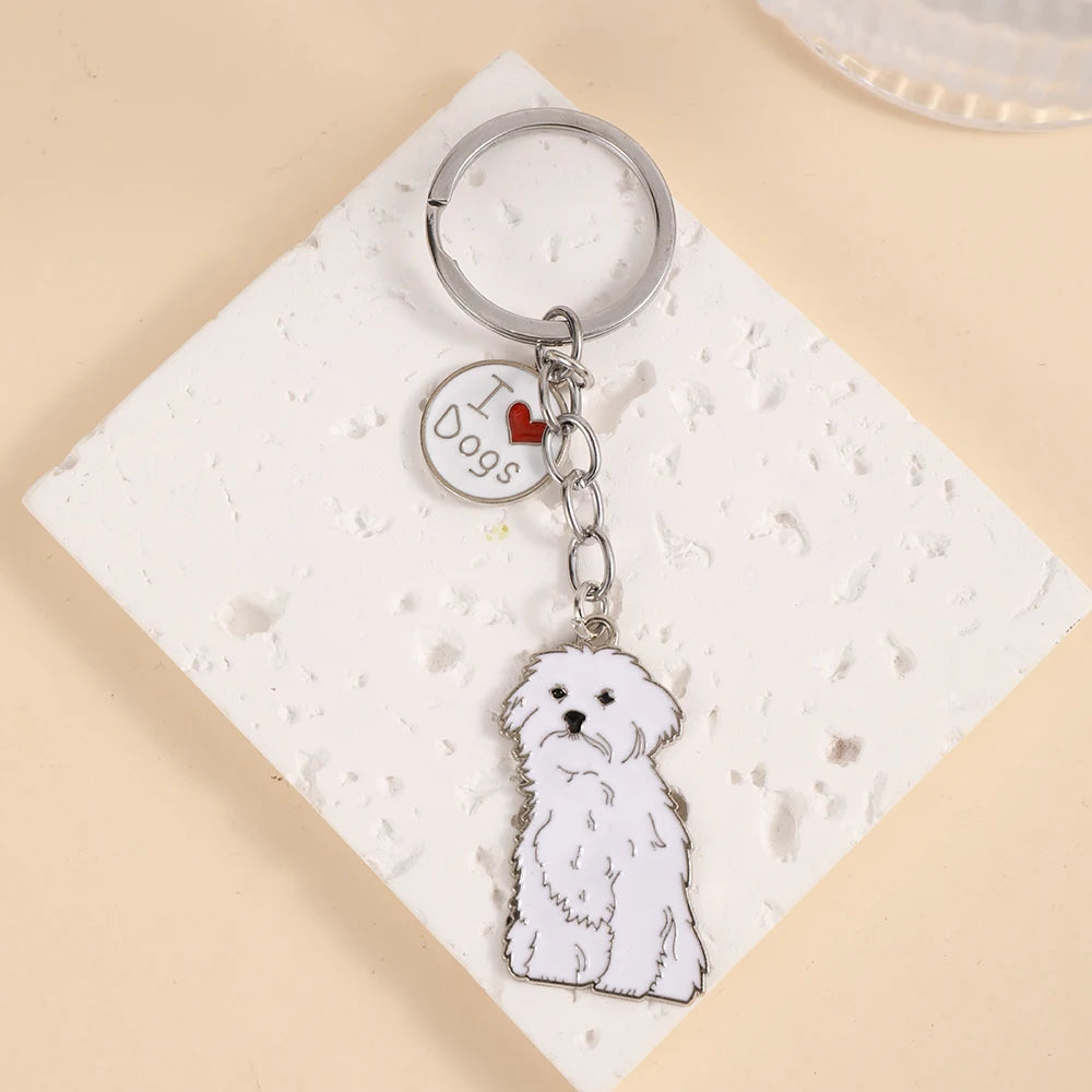 Pet dog car keychain pendant creative metal accessories key ring holiday gifts