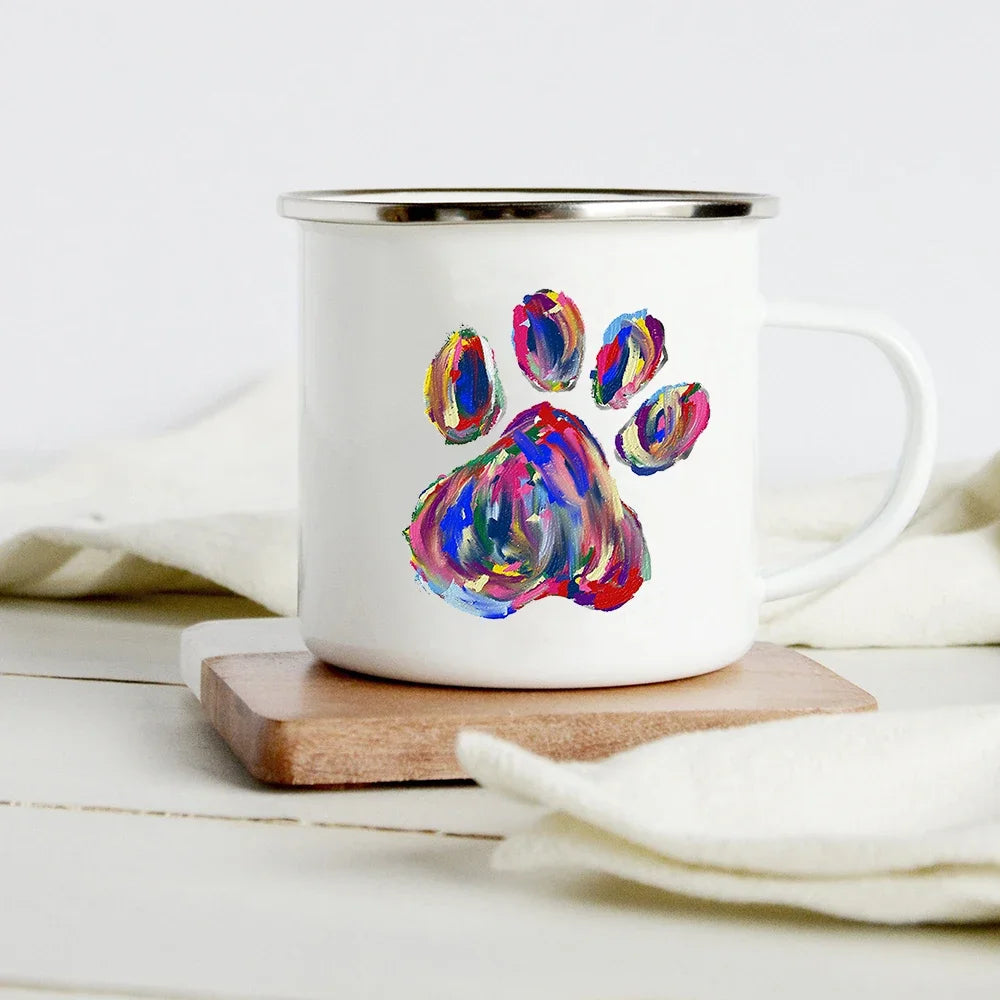 Peace Love Dogs Print Creative Enamel Coffee Mugs Cartoon Dachshunds Dog Paw Party Beer Juice Milk Cups Friend Birthday Gifts