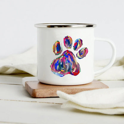 Peace Love Dogs Print Creative Enamel Coffee Mugs Cartoon Dachshunds Dog Paw Party Beer Juice Milk Cups Friend Birthday Gifts