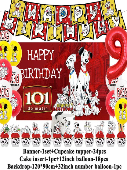 Disney 101 Dalmatians Birthday Party Supplies Cartoon One Hundred and One  Dog Balloon Backgrounds Cake Topper Banner Kids Gifts