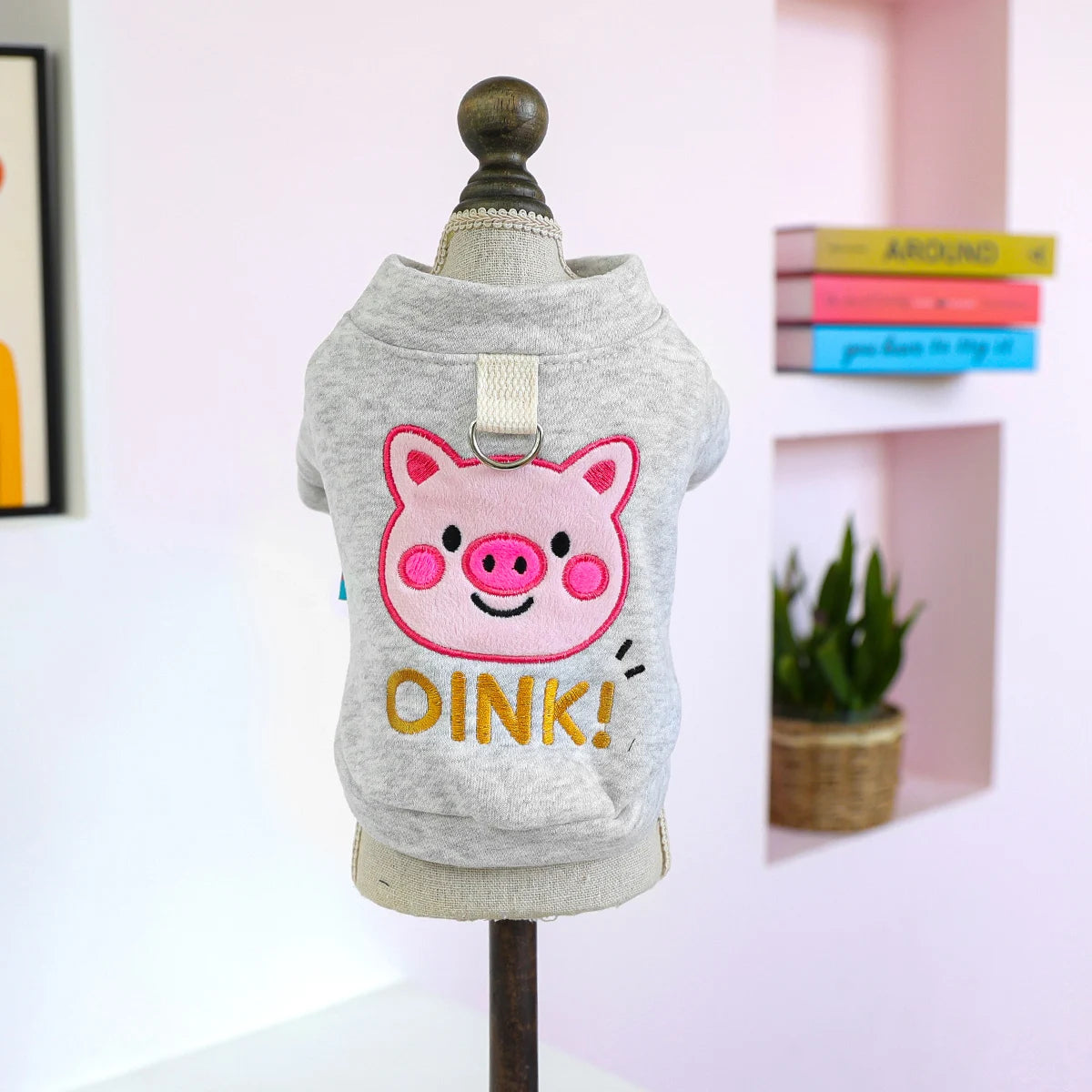 1-piece Dog Clothes Casual and Comfortable Embroidery Pink Pig Sweater Small Dog Cat Pet Autumn and Winter Cardigan Jacket