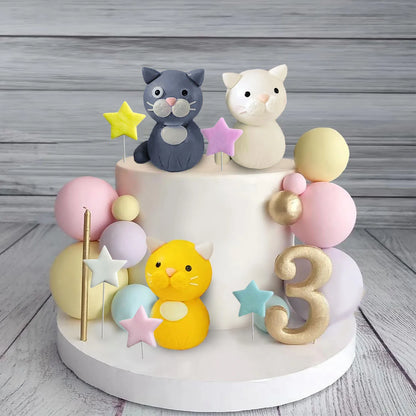 Dog Cake Topper Clay Figurines Puppy Star for Dog Theme Birthday Party Paw Cute Dog Pet Party Baby Shower Supplies