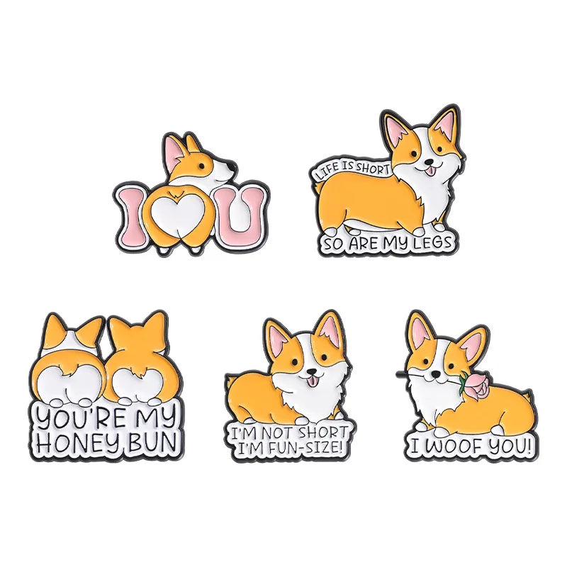 Cute Dog Series Enamel Pin Yellow Corgi Cute Brooch Backpack Hat Lapel Accessories Metal Badge Gift For Friend Jewelry Wholesale