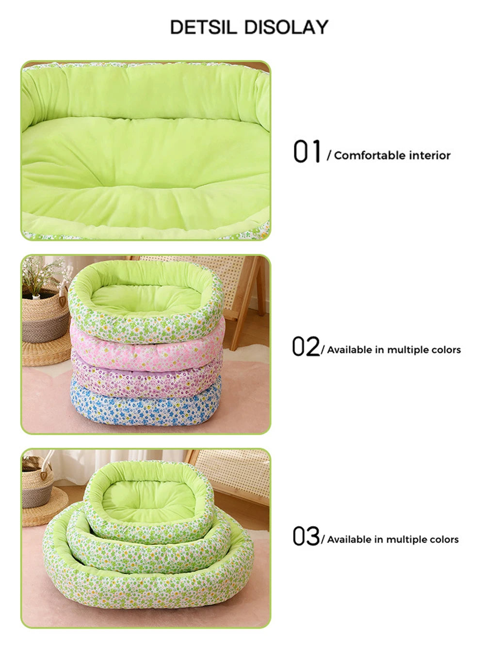 All Seasons Soft Flower Cute Small Cat Sofa Bed Comfortable Medium Dog Bed House Elastic Medium Cat Nest Kennel Accessories