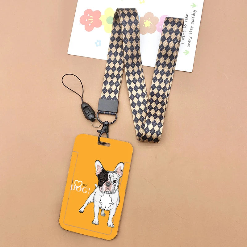 Cat and dog pattern Bank Credit ID Card Student Bus Card Holders Storage Protective Shell Pendant
