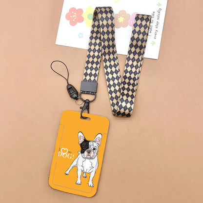 Cat and dog pattern Bank Credit ID Card Student Bus Card Holders Storage Protective Shell Pendant