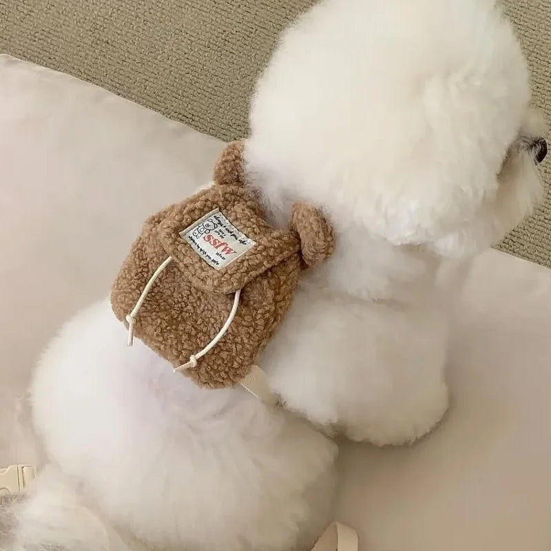 Ins Pet Dog Pet Outdoor Pets Plush Backpacks Backpack Snack Bags Teddy Decorations Dog Accessories for Small Dogs Dog Poop Bag