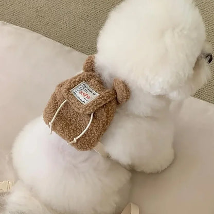Ins Pet Dog Pet Outdoor Pets Plush Backpacks Backpack Snack Bags Teddy Decorations Dog Accessories for Small Dogs Dog Poop Bag
