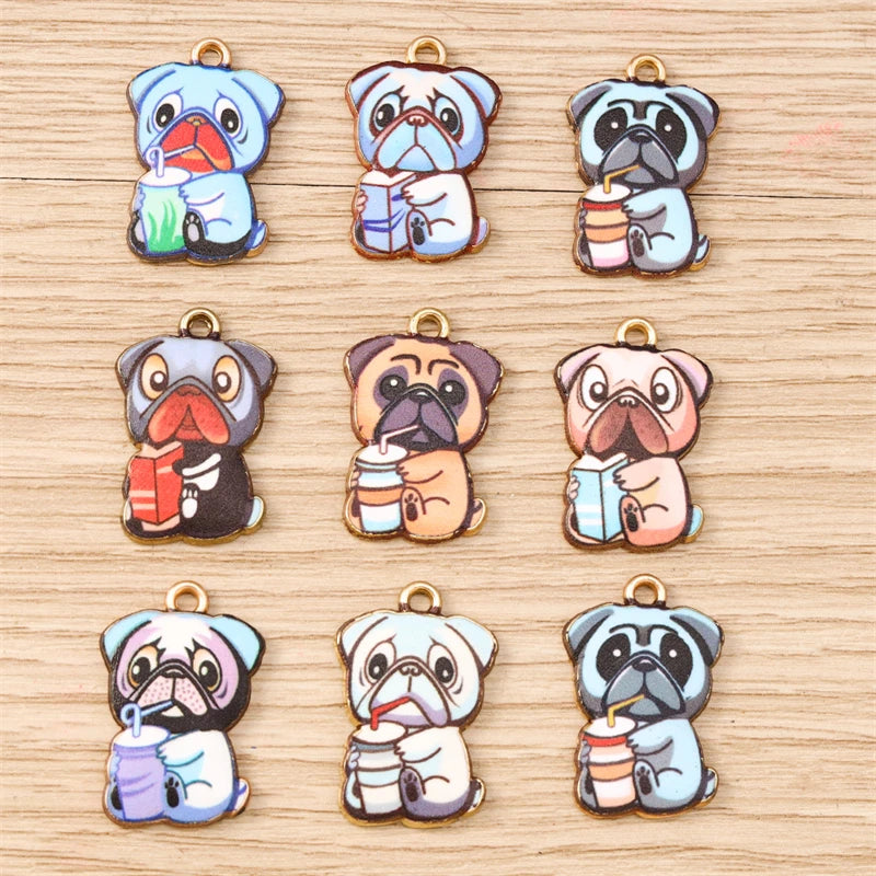 10pcs 15x22mm Cartoon Animal Charms Enamel Dog Charms for Jewelry Making Earrings Pendants Necklaces Bracelets DIY Crafts Supply