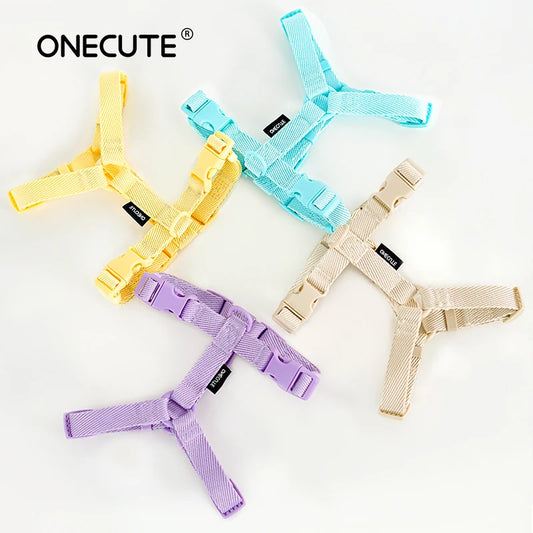 Adjustable Dog Harness Collar Leash Set Macarone Color, Reflective Small Dog Accessories for Puppy & Cat Supplies, Pet Walking