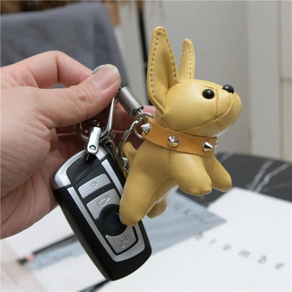 Kawaii Cute Chubby Leather Keychain French Bulldog Charm Dog Dolls Bag Hanging Exquisite Dog Pendant Friend