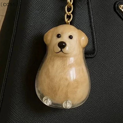 〔CC55〕Clear Puppy Hair Memorial Keepsake Capsule Pet's Dog Fur Container Pendant Keychain Decor Pet Lovers Home Display Gifts