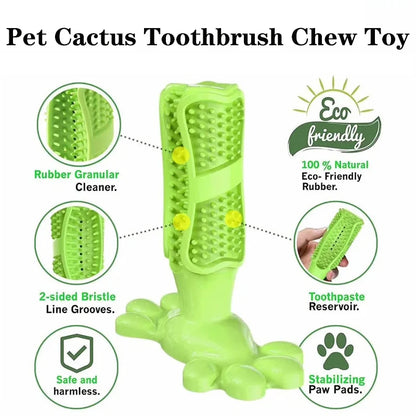 Pet Dog Cactus Interactive Rubber Bite Resistant Chew Toys Small Large Dogs Tooth Cleaning Toothbrush Treat Dispenser Molar Toy