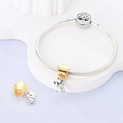 Dog Pet Charms 925 Silver Doggy Paw French Bulldog Bones Beads fit Original Bracelet DIY Fine Jewelry