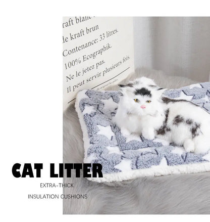 the PAW-NEST DOUBLE-SIDED MAT - Flannel Double-Sided Pet Mats, Short Plush Pet Sleeping Bed for Cats and Small Dogs, Cute Pet Pad Blanket, Warm Kitten Cushion