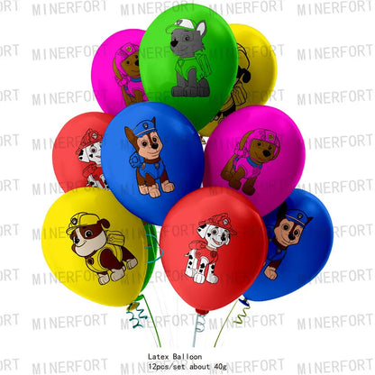 Paw Patrol Dark green dog disposable Birthday Party Decorations Tableware Balloons Birthday Decor Party Supplies Gifts for Boys