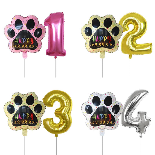 2 pieces/set Let us Pawty Big Dog PAWS Aluminum Balloons 30 inch figure 1 2 3 4 year old birthday party decoration Balloon Baby