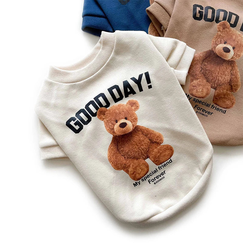 the GOOD DAY TEDDY - Pet Clothes, Cartoon Bear Pet Shirt, Puppy Clothes, Pet Jacket for Small/Medium Dog/Cat, Chihuahua Costume, Dogs Winter Cute Costume