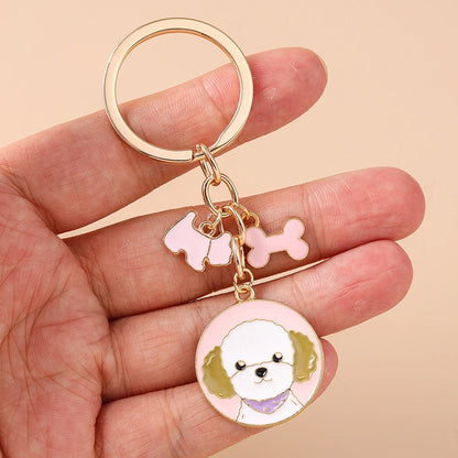 Cute Enamel Puppy Dog Keychain Cartoon Animal Key Ring Pendants for Women Girls Handbag Accessories DIY Jewelry Gifts