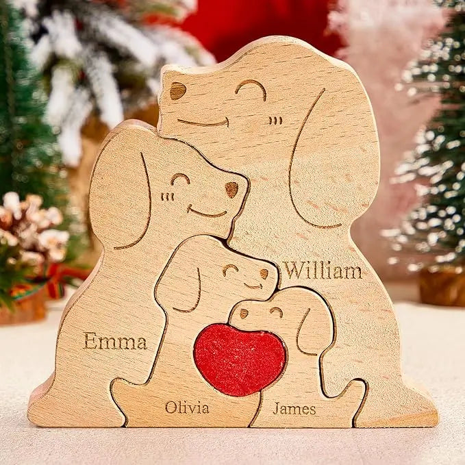 Art Wooden Dog Puzzle Personalized Name Custom Free Laser Engraving Home Gifts Home Decor Thanksgiving Christmas Gifts for Mom