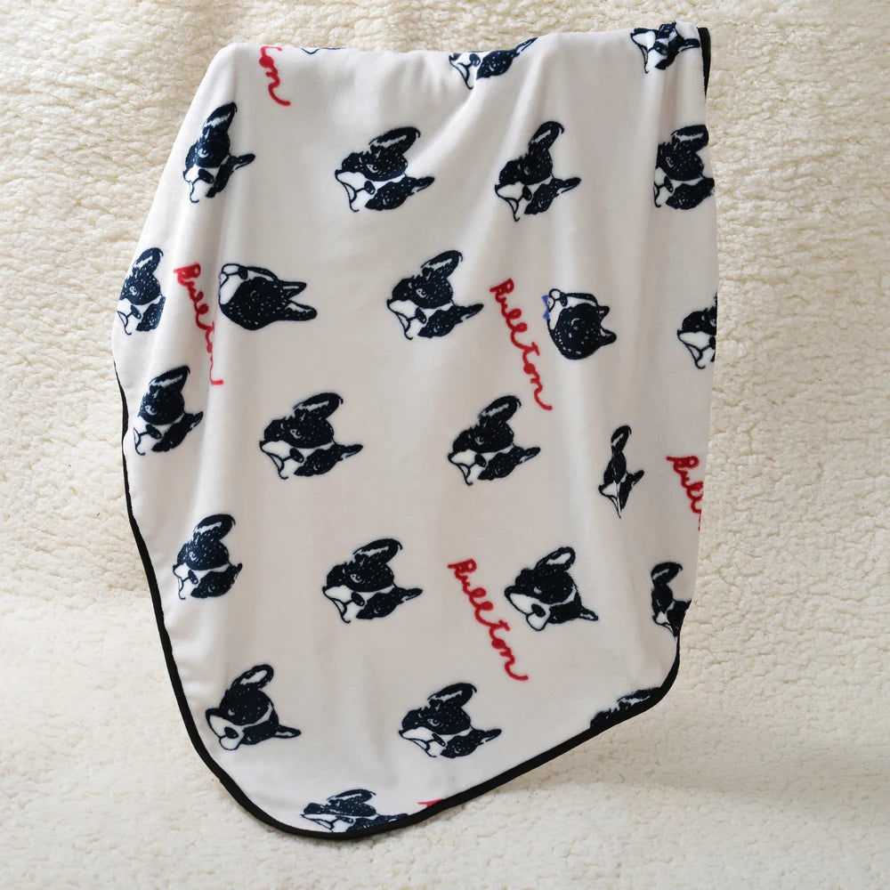 Dog Bed Mat for Small Medium Dogs Cats Autumn Winter Cozy Fleece Puppy Print Blanket Bulldog French Chihuahua Pet Accessories