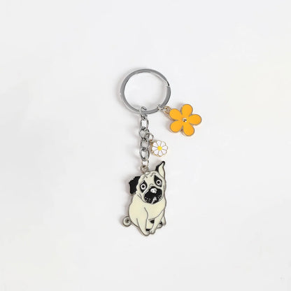 Metal Cute Dachshund Bulldog Dog keychains car key ring pet dogs heart Tag key men gift Metal Pendant best friend gifts