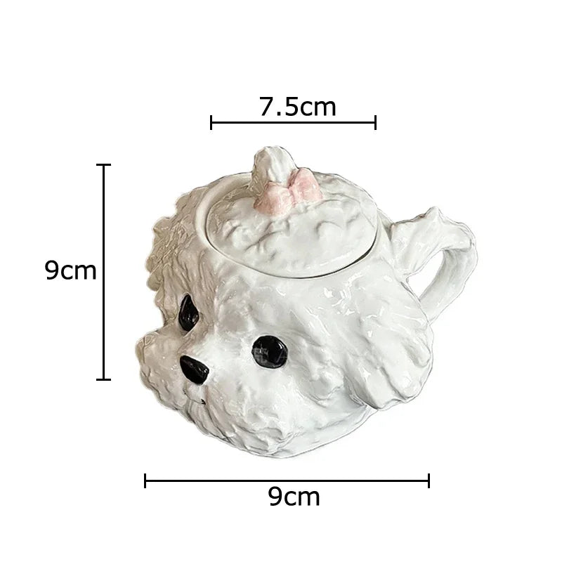 Cute Teddy Dog Shaped Mug Ceramic Cup&saucer Dining Table Coffee Cup Milk Tea Mugs Afternoon Tea Teacup Fruit Juice Container