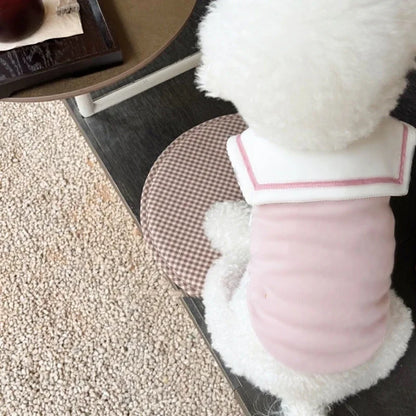 the SAILOR DOG - Sailor Collar Stripe Polo Shirt for Small and Medium Dogs, Puppy Clothes Sweatshirt, Cute Dog Vest T-Shirt