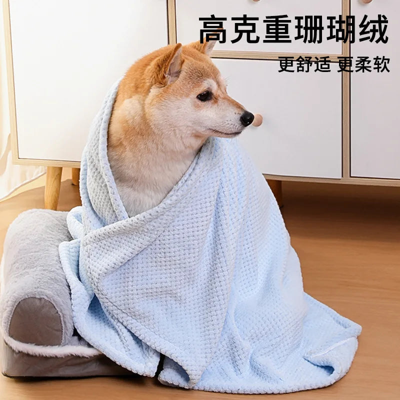 Pet Covers Air Conditioners Blankets Dog Bed Pads Dog Cat Blankets Thickened Coral Fleece Bath Towels
