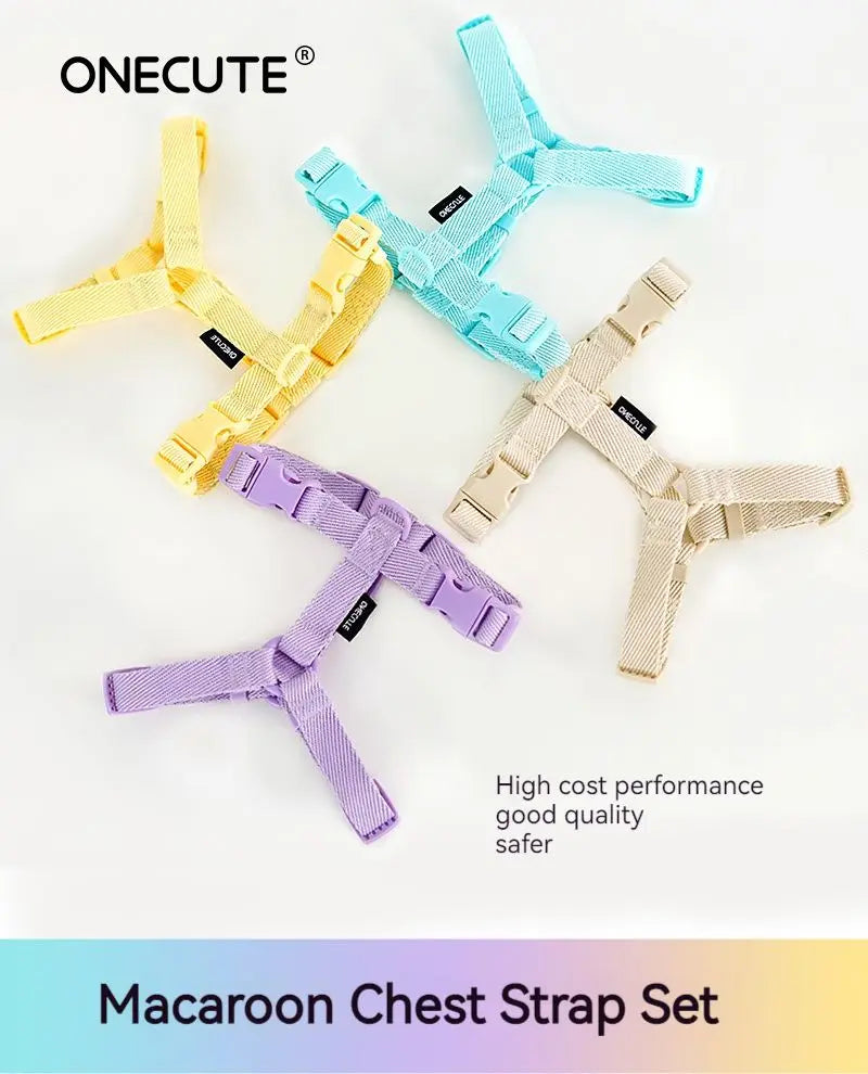 Adjustable Dog Harness Collar Leash Set Macarone Color, Reflective Small Dog Accessories for Puppy & Cat Supplies, Pet Walking