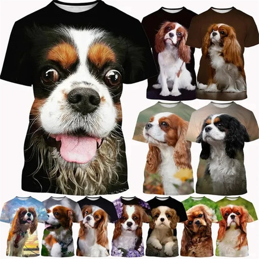the COOL CAVALIER - Beautiful Cavalier Dog 3D Printed T-Shirt, King Charles Spaniel Fashion, Men/Women's Personality Hip Hop Casual T-Shirt Tees Tops