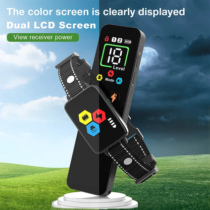 the DOG TRAINER - 1000m Electric Dog Training Collar, Pet Remote Control Type-C Backlight Display Shock Vibration Sound Collar with Security Lock