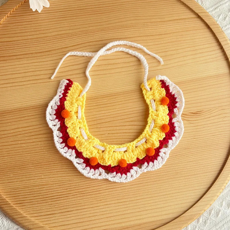 the CROCHET CANINE - Pet Dog/Cat Birthday Hat, Pet Party Dress Up, Photo Decoration, Dog Neck Cute Handmade Set, Dog Accessories for Small Dogs/Puppy