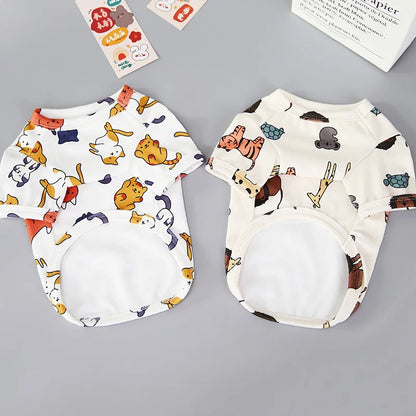 Spring Summer Pet Vest Breathable Cartoon Print Pet T-shirt for Small Medium Dogs Cats Puppy Clothes Chihuahua Bichon Costume