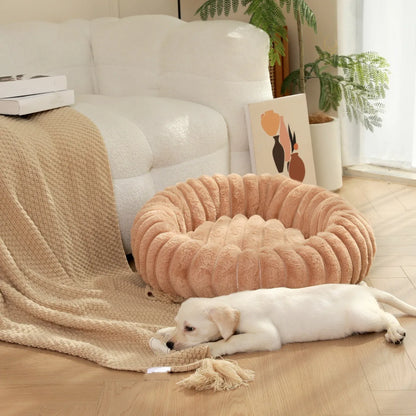 Home Plush Pet Nest Winter Cat Dog Bed Warm Detachable and Washable Round Cat Nest Pet Bed Seasonal Universal Decoration