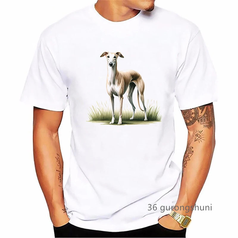 the GREYHOUND - Greyhound Animal Printed T-Shirt, Men Summer Fashion T-Shirt, Homme Kawaii Dog Lover T-Shirt, Harajuku Shirt Streetwear
