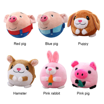 Plush Automatic Bouncing Toys Bite Resistant Funny Interactive Squeaky Toys Talking Self-Moving for Small Medium Dogs