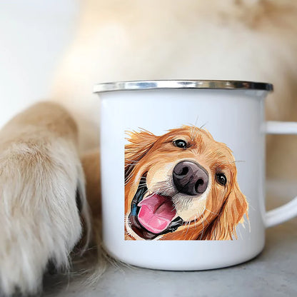 Original Mugs Coffee Cups to Sublimate Cute Dog Printed Enamel Coffee Tea Mugs Office Home Party Beer Drink Cola Cups Travel Cup