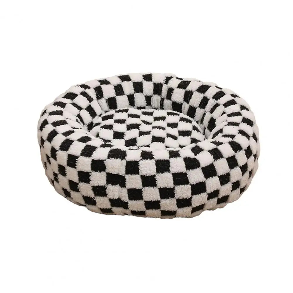 Round Dog Bed with Raised Edges Plush Round Donut Cat Nest with Anti-slip Bottom Cozy Pet Bed for Small Dogs for Warmth for Cats